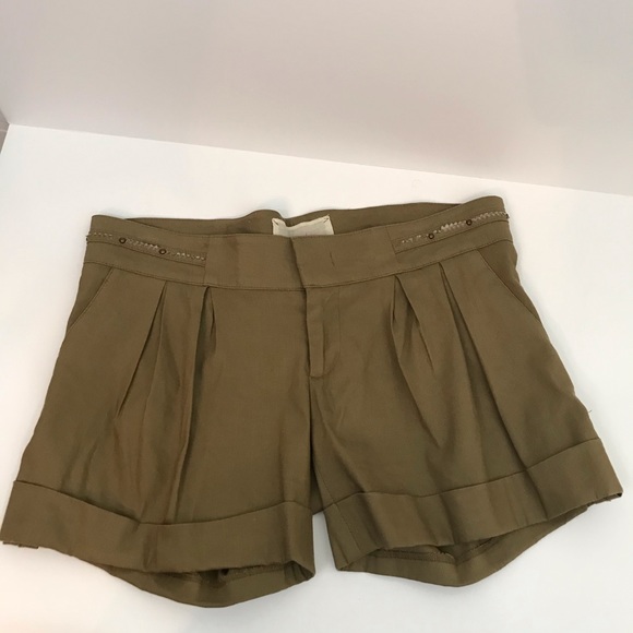 Ya-Ya Pants - Ya-Ya Short Sz 4 Pleated Linen Blend Cuff Shorts